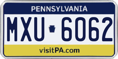 PA license plate MXU6062
