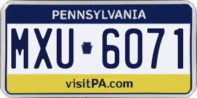 PA license plate MXU6071