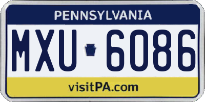 PA license plate MXU6086