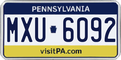 PA license plate MXU6092