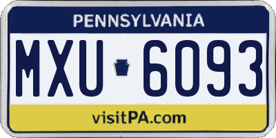 PA license plate MXU6093