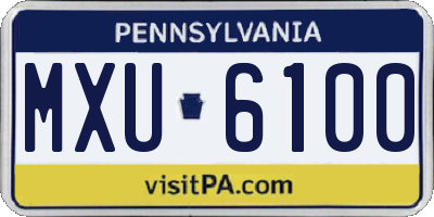 PA license plate MXU6100