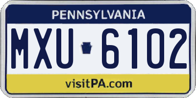 PA license plate MXU6102