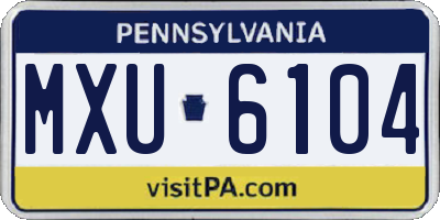 PA license plate MXU6104