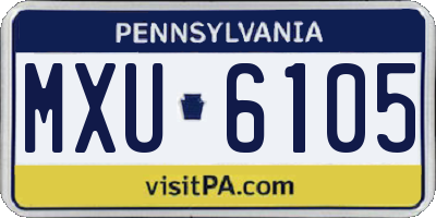 PA license plate MXU6105