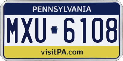 PA license plate MXU6108