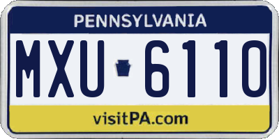 PA license plate MXU6110