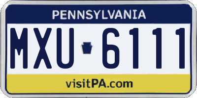 PA license plate MXU6111