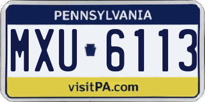 PA license plate MXU6113