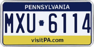 PA license plate MXU6114