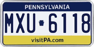 PA license plate MXU6118