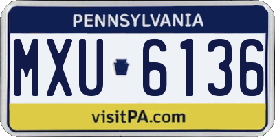 PA license plate MXU6136