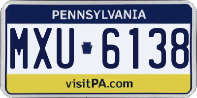 PA license plate MXU6138