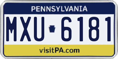 PA license plate MXU6181
