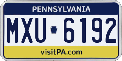 PA license plate MXU6192