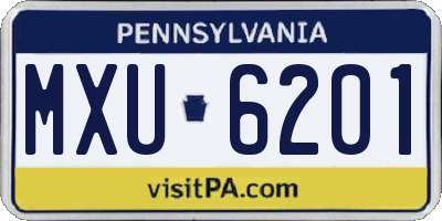 PA license plate MXU6201