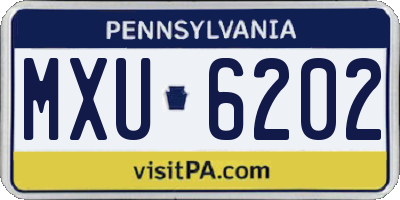 PA license plate MXU6202