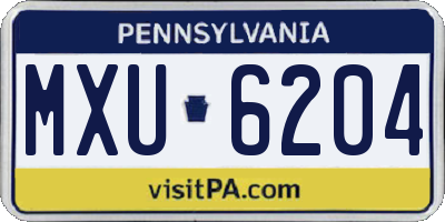 PA license plate MXU6204