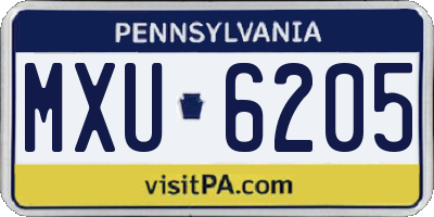 PA license plate MXU6205