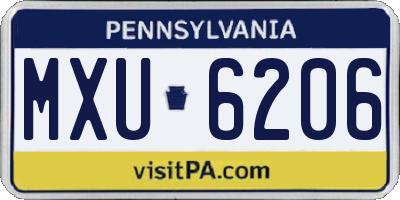 PA license plate MXU6206