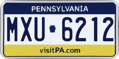 PA license plate MXU6212