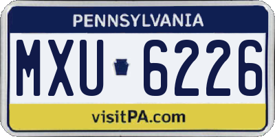 PA license plate MXU6226