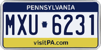 PA license plate MXU6231