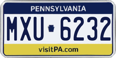 PA license plate MXU6232