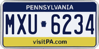 PA license plate MXU6234