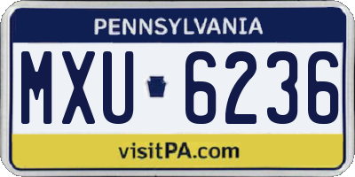 PA license plate MXU6236