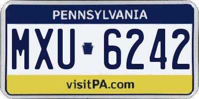 PA license plate MXU6242