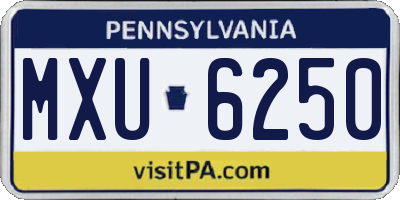 PA license plate MXU6250