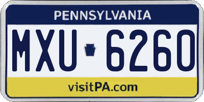 PA license plate MXU6260
