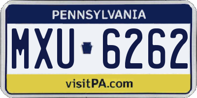 PA license plate MXU6262