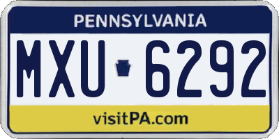 PA license plate MXU6292