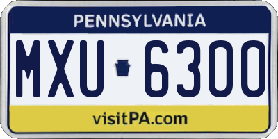 PA license plate MXU6300