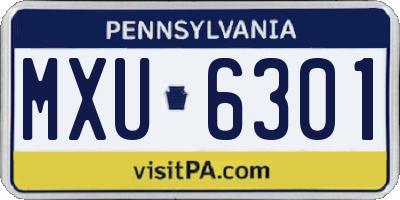 PA license plate MXU6301