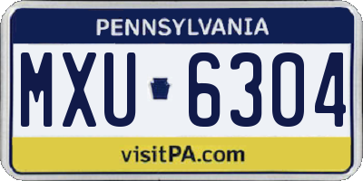 PA license plate MXU6304