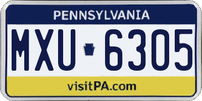 PA license plate MXU6305