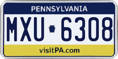 PA license plate MXU6308