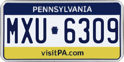 PA license plate MXU6309