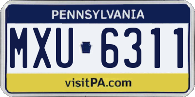 PA license plate MXU6311