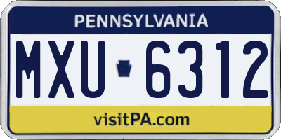 PA license plate MXU6312