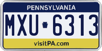 PA license plate MXU6313