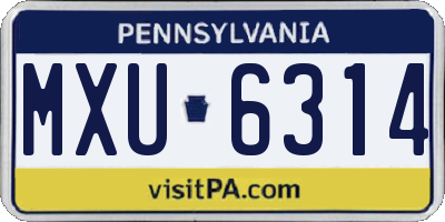 PA license plate MXU6314