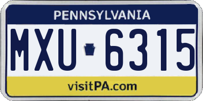 PA license plate MXU6315