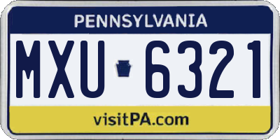 PA license plate MXU6321