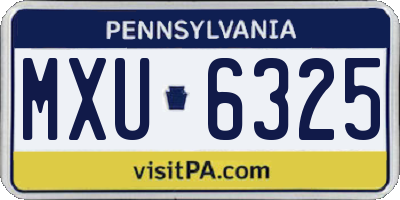 PA license plate MXU6325