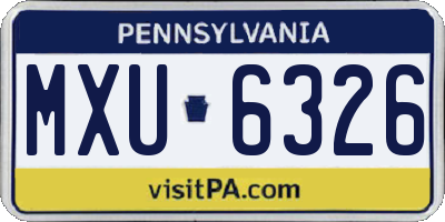 PA license plate MXU6326