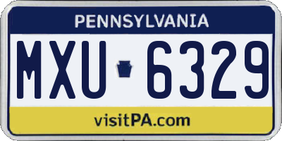 PA license plate MXU6329